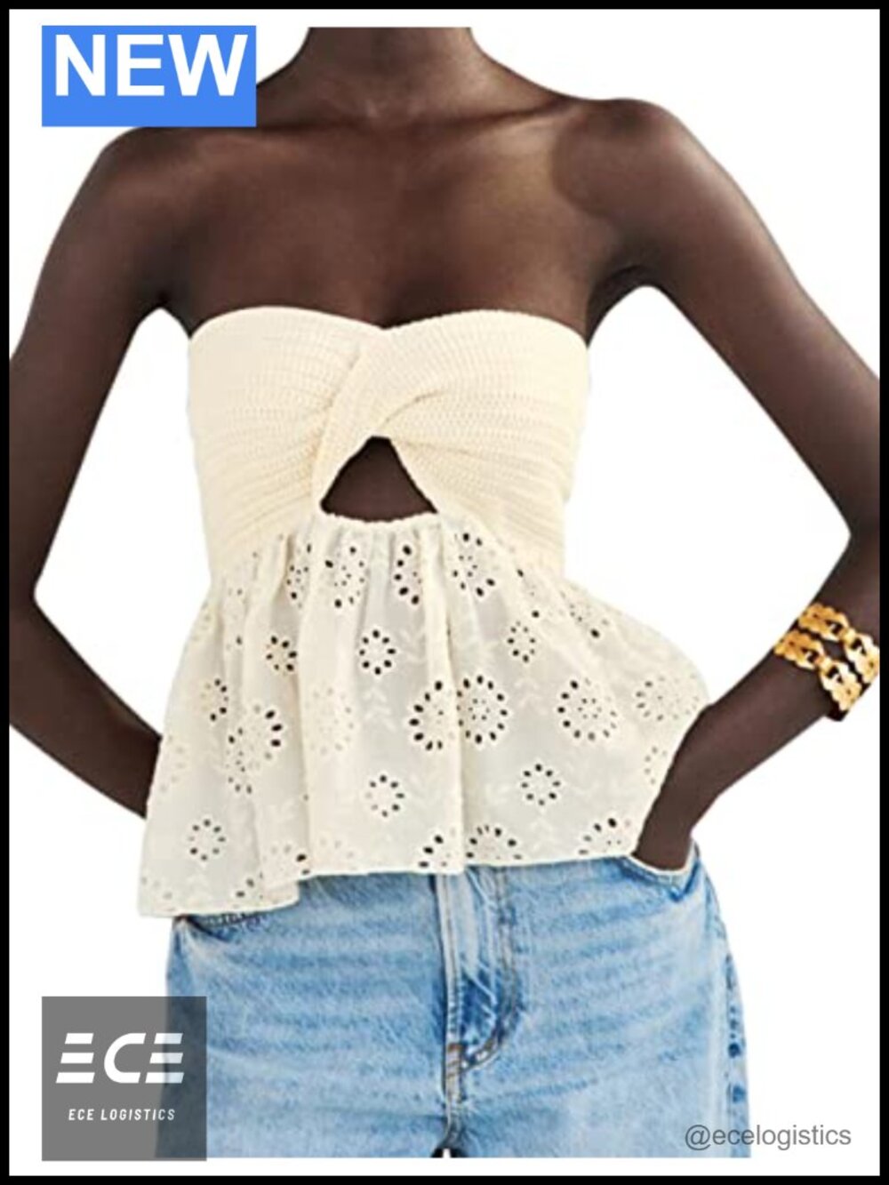 Women Twist Knot Knit Bandeau Tube Top Strapless Off Shoulder Backless Crop Cami
